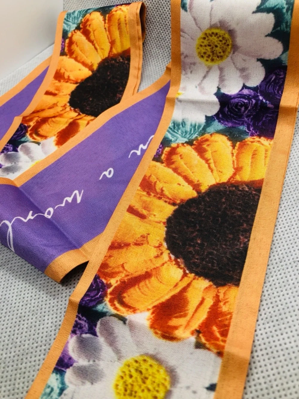 Floral Sunflower Purple Skinny Scarf Wrap